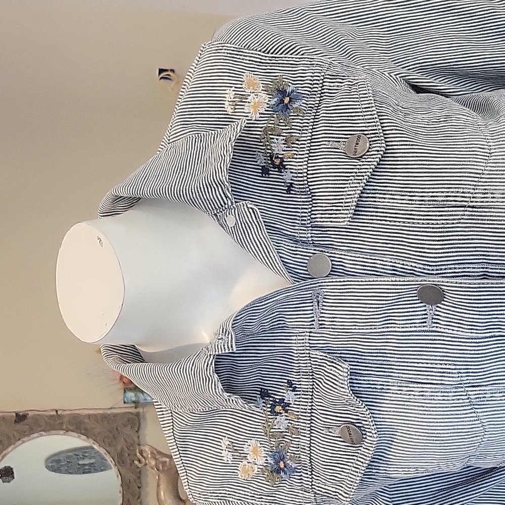 Driftwood Lagoon Striped Floral Embroidered Denim Jacket - Picture 4 of 16